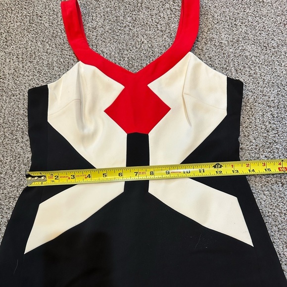 JAY GODFREY Size 4 S Red Black Ivory Geometric Cocktail Pencil Dress R $345 - Picture 11 of 11